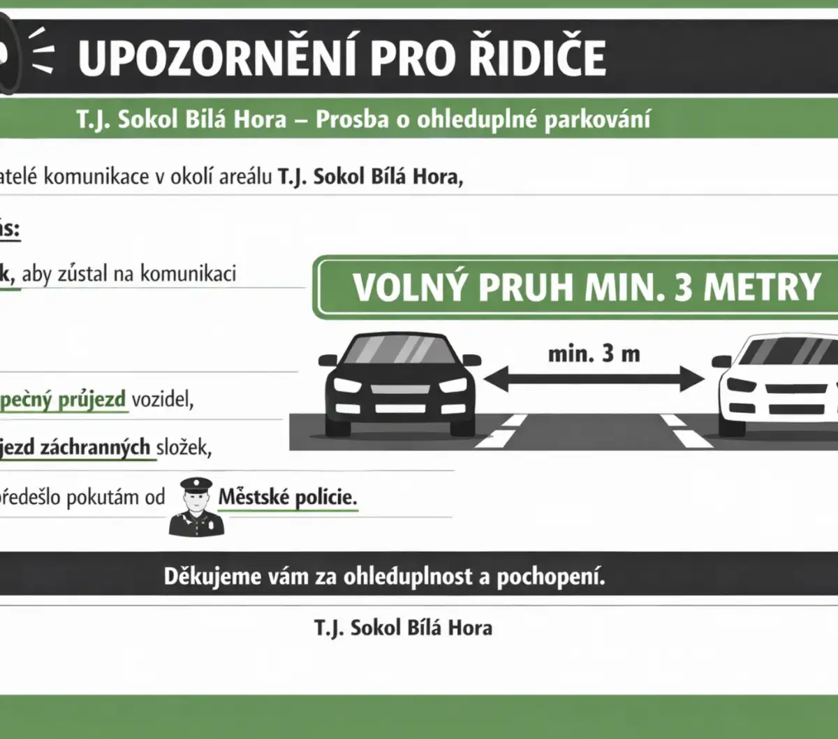 Parkování v okolí areálu